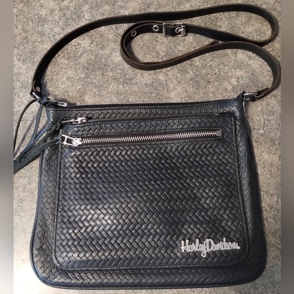 Black leather Harley Davidson purse